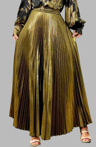 Metallic pleated skirt