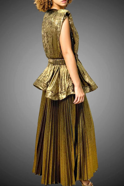 Metallic pleated skirt