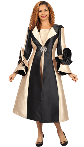 Black/Gold Color panel Jacket Dress