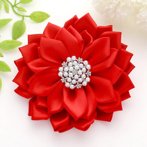 Pearl Pointed Flower Ribbon Brooch / Hair Clip