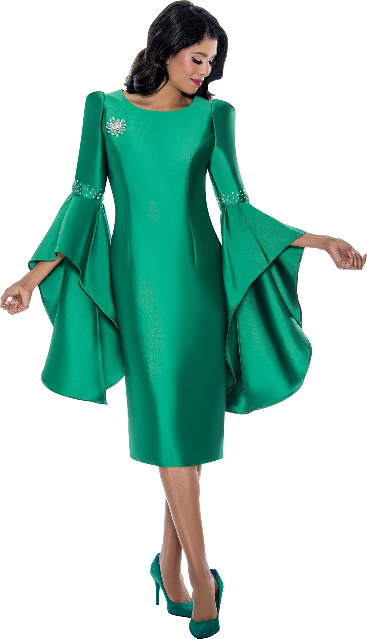 Dresses By Nubiano 100211 Dramatic Bell Sleeve Dress