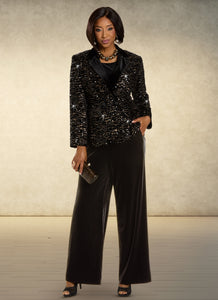 Donna Vinci 5863 3pc Velvet Pant Suit