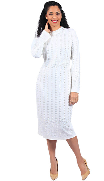 Diana 8703 - Shift dress with pearl stripes