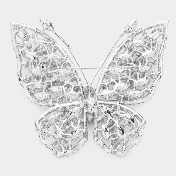 Multi Stone Embellished Butterfly Pin Brooch