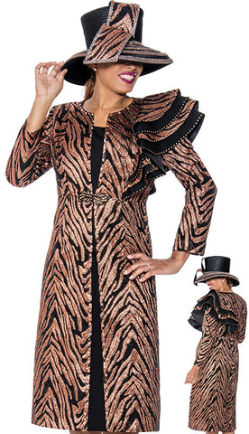 Divine Queen 2262 Embossed Animal Print 2pc Jacket Dress