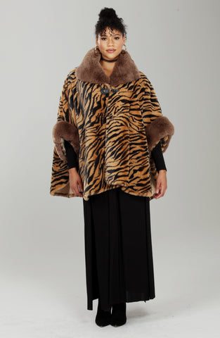 Luxe Moda LM236 Faux Fur Print Cape