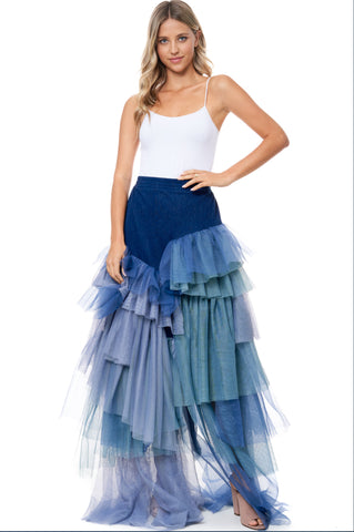 Tiered Tulle Maxi Skirt