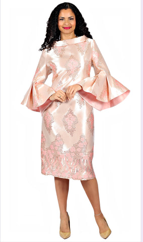 Diana 8736 - Silky patterned shift dress - Pink