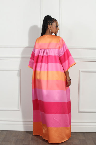 Luxe Moda LM276 Stripe Duster Coat