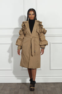 Luxe Moda LM255 Ruffle Shoulder Coat Dress (preorder)