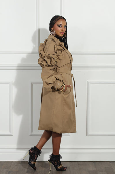 Luxe Moda LM255 Ruffle Shoulder Coat Dress (preorder)