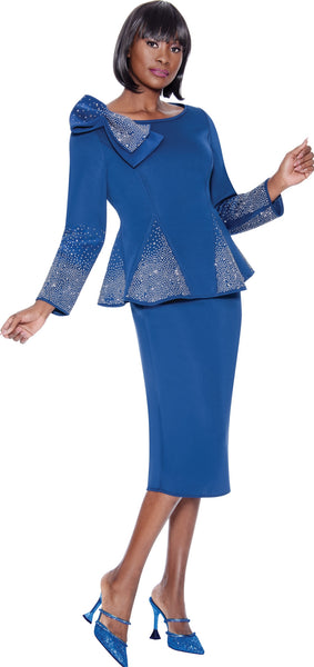 Terramina 7108 Scuba Crystal Embellished Skirt Suit