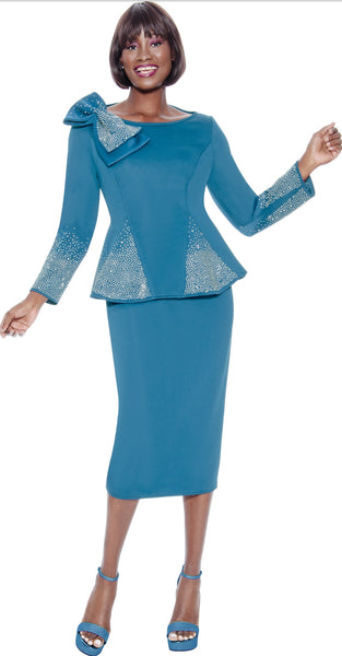 Terramina 7108 Scuba Crystal Embellished Skirt Suit