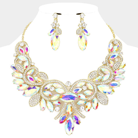 Marquise Stone Cluster Evening Necklace