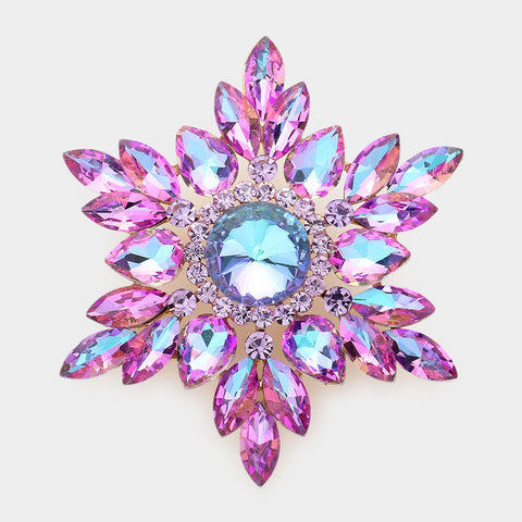 Marquise Stone Cluster Pin Brooch