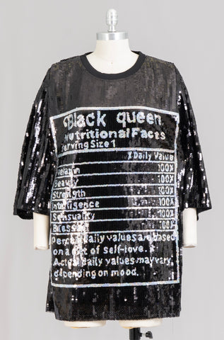 Black Queen Sequin Tunic Top