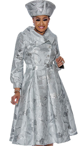 Dorinda Clark Cole 5111 Jacquard Print Tie Waist Dress.