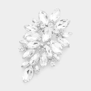 Marquise Stone Cluster Embellished Pin Brooch