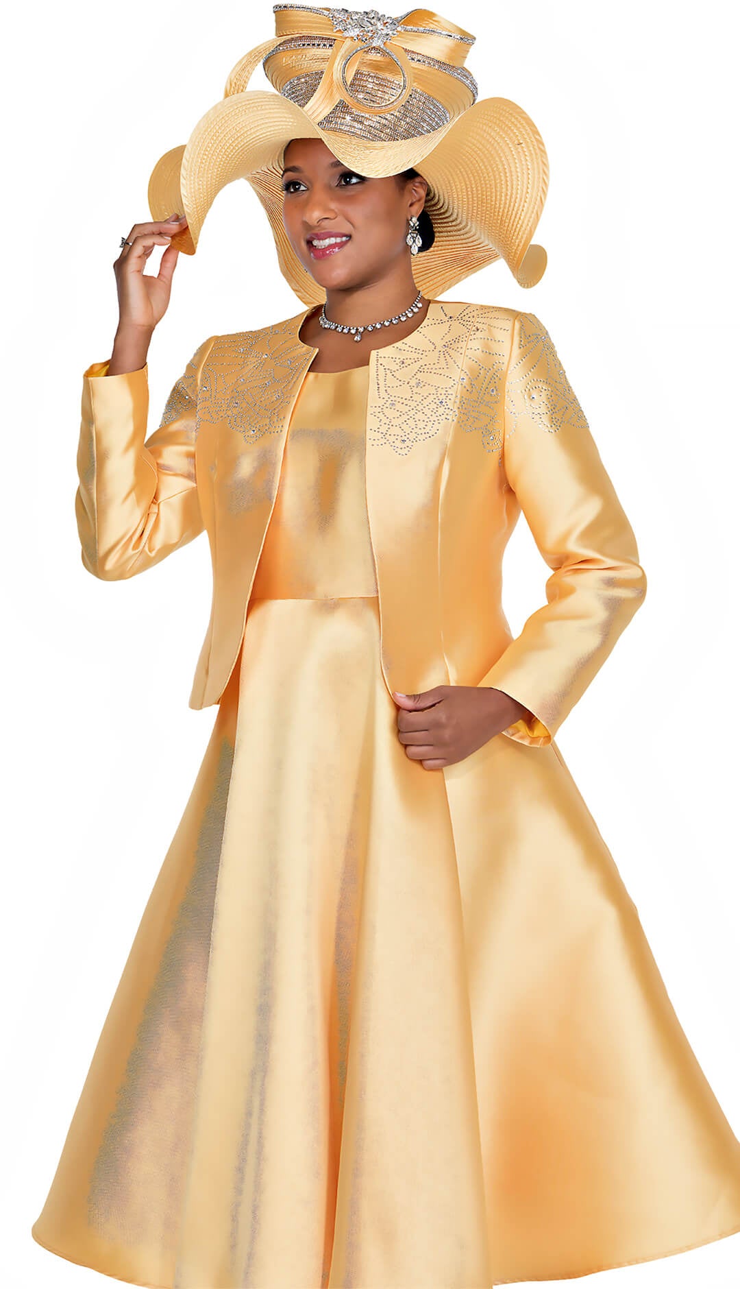 Elite Champagne 6063 - Gold Twill Satin Jacket/Dress