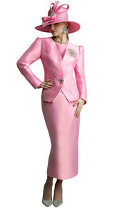 Lily & Taylor 4890 - 3pc skirt suit w/ single button & rhinestone brooch