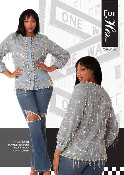 For Her 82384 Pearl Denim Jacket