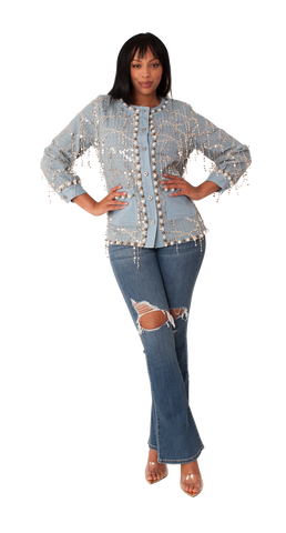 For Her 82384 Pearl Denim Jacket