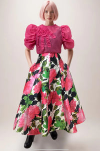 Pink multi floral skirt (special order)