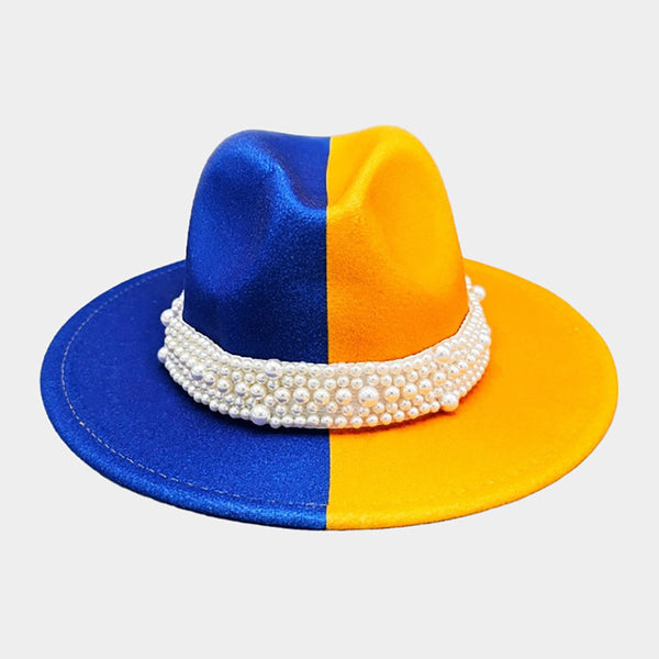 Pearl Embellished Band Pointed Fedora Hat