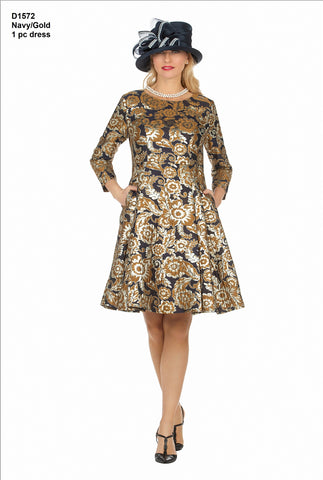 Giovanna - Cropped Sleeve Brocade Dress