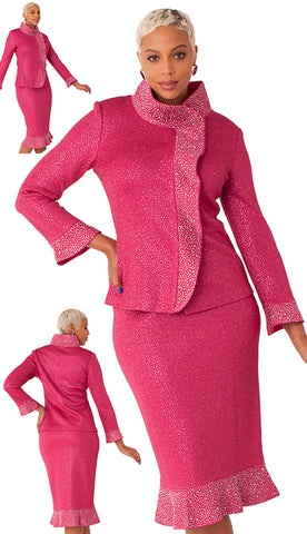 Liorah 7300 - Fuchsia knit suit