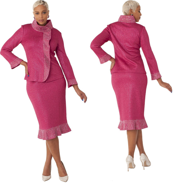 Liorah 7300 - Fuchsia knit suit