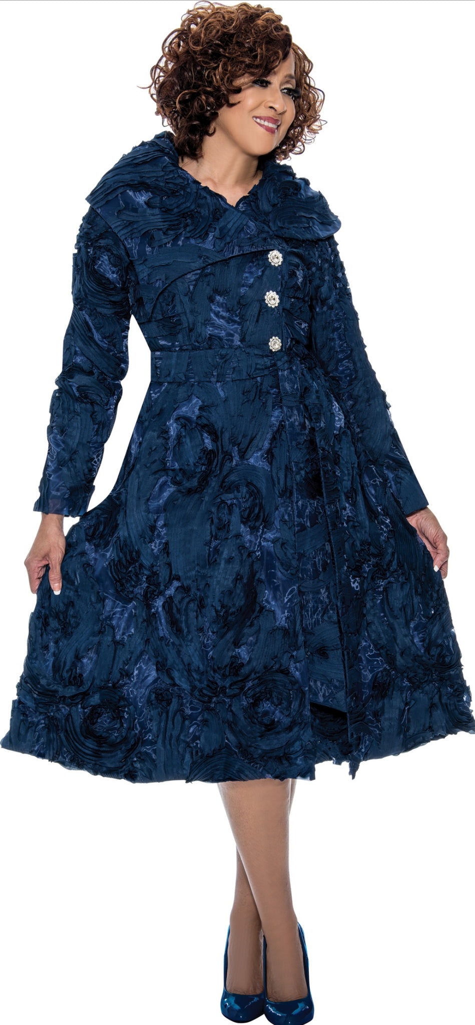 Dorinda Clark Cole 309061 Soutache Dress with Sash Belt