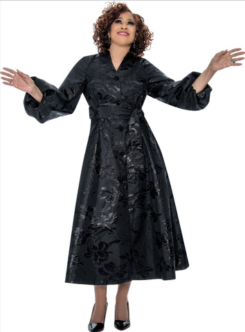 Dorinda Clark Cole 309031 Jacquard Dress with Belt Sash