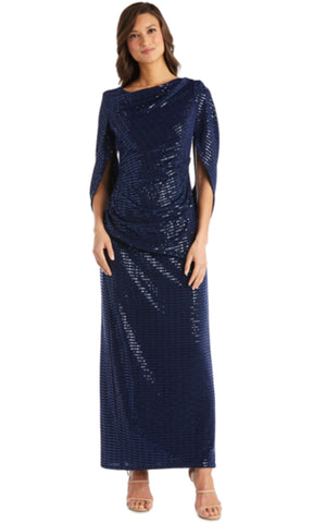 Long Glitter Dress with Back Drape