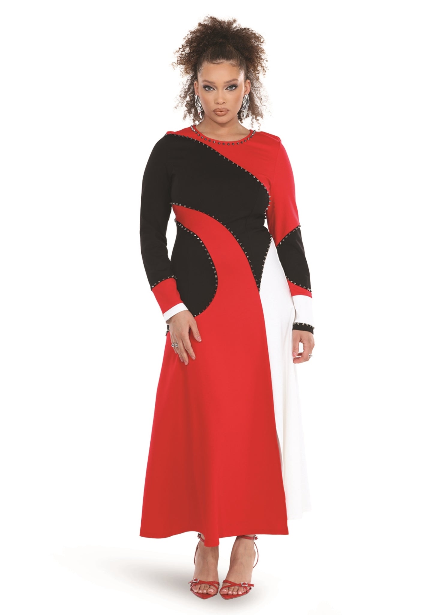 Love The Queen 17569 Color Block Crepe Dress