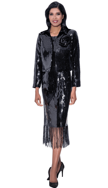 Dorinda Clark Cole 309292 Fringe Sequin Jacket Dress