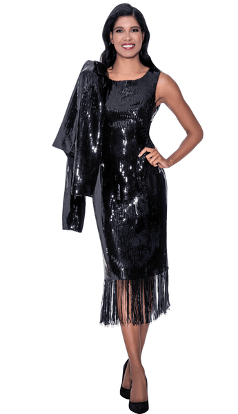 Dorinda Clark Cole 309292 Fringe Sequin Jacket Dress