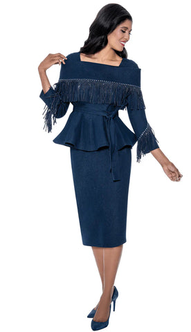 Devine Sport 800182 Embellished Fringe Denim Skirt Set