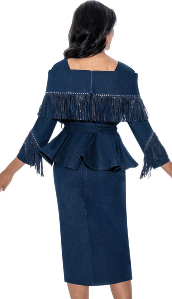 Devine Sport 800182 Embellished Fringe Denim Skirt Set