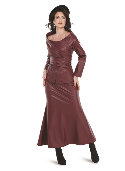 Love The Queen 17577 2pc Faux Leather Skirt Suit