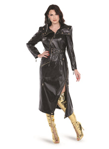 Love The Queen 17586 Faux Leather Zipper Dress