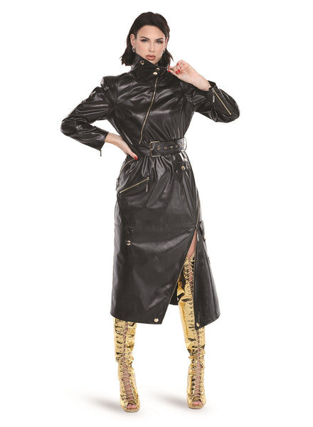 Love The Queen 17586 Faux Leather Zipper Dress