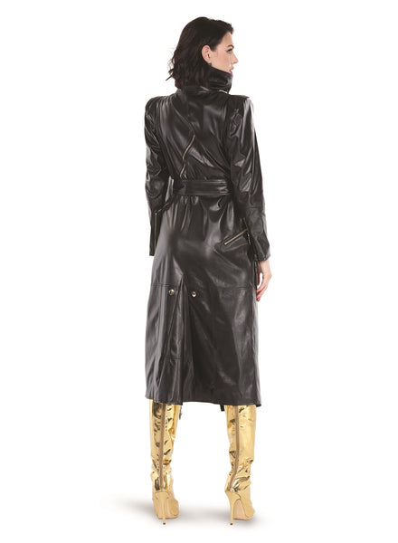 Love The Queen 17586 Faux Leather Zipper Dress