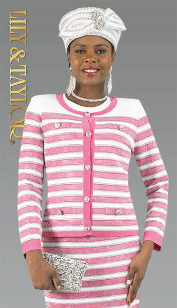 Lily & Taylor 839  - Fine Rhinestone knit skirt suit