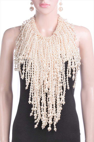 Pearl Statement Long Necklace Set