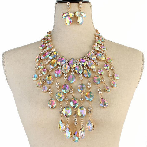 Crystal Oval Necklace Set