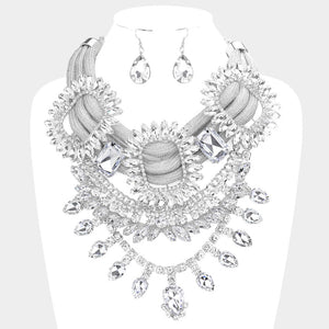 Multi Stone Embellished Statement Necklace