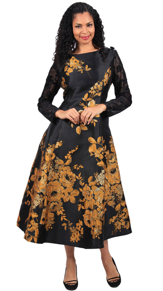 Diana - Long floral full pleated dress