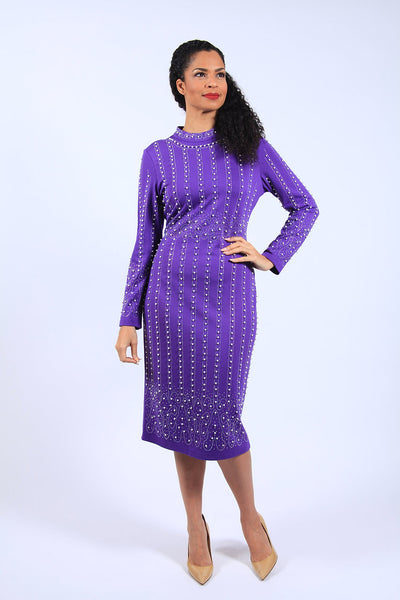 Diana 8703 - Shift dress with pearl stripes