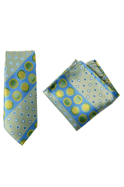 Geometric Circle Microfiber Poly Woven Tie & Hanky Set